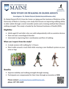 Flyer for NEW STUDY ON WALKING IN OLDER ADULTS