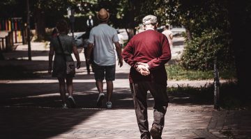 Older gentleman walking outside