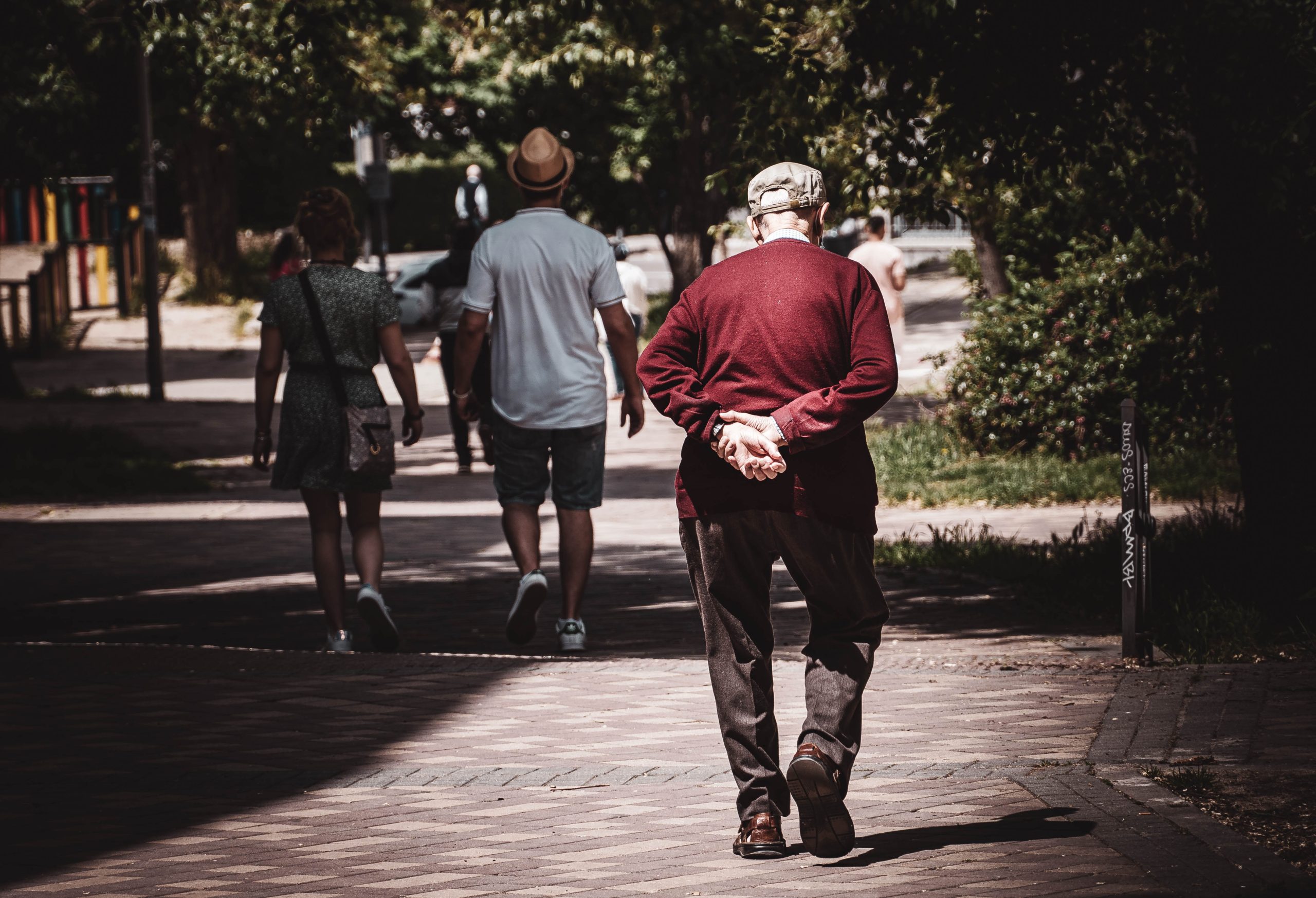 Older gentleman walking outside